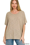 Zenana Oversized Slub Hacci Top