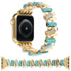 YOSWAN Boho Stone Bracelet Compatible with Apple Watch Band 41/40/38/42/44/45/49mm Women Handmade Stretchy Solo Loop Natural Stone Beaded Strap for iWatch Series 9 8 7 6 5 4 3 2 1 SE/Ultra (42/44/45/49mm-L(6.5