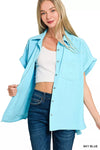 Zenana Woven Airflow Button Down Shirt