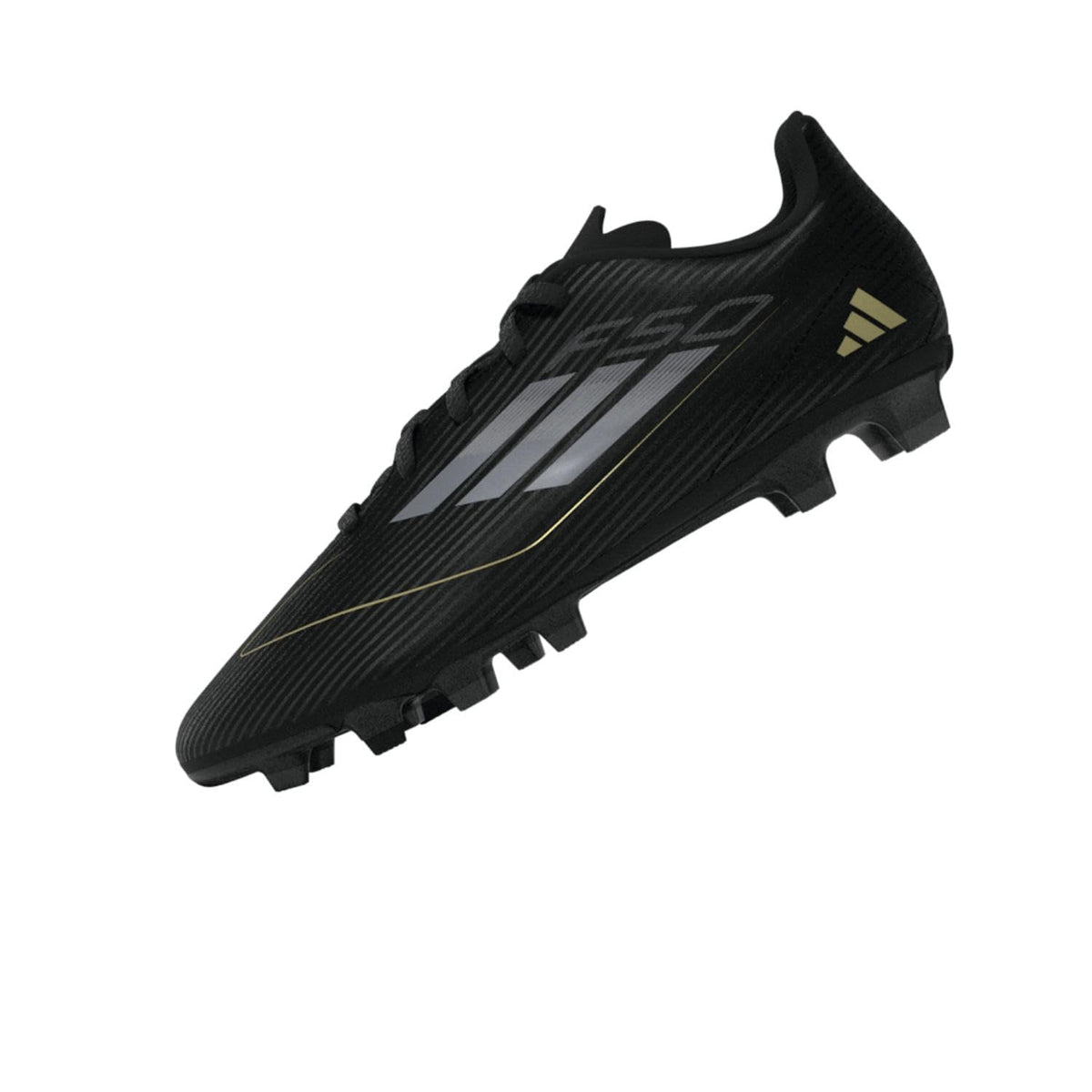 adidas F50 Club Flexible Ground Sneaker Black/Iron Metallic/Gold Metallic 1 US Unisex Little Kid