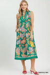 Umgee Paisley Floral Sleeveless Midi Dress