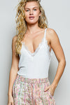 POL Lace Detail V-Neck Ribbed Cami