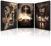 3Pcs Jesus Wall Art Jesus Lion Posters Pictures Christian Paintings Cross Bible Art Canvas Prints Cross And Peace Dove Decor Redemption And God Series for Room Religious Churches Wall Decor Unframed