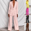 2pcs Casual Suit Lapel Button-down Blazer Jacket And Straight-leg Pants Office Commuting Business Trousers Set Clothing (See size chart where applicable)