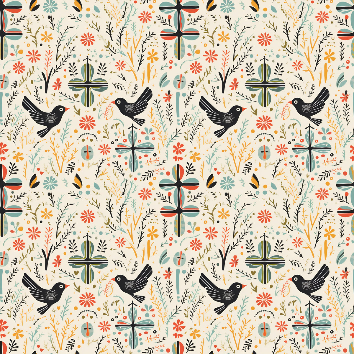 Premium Christian Wrapping Paper (3 Pcs) - Symbols Printed of Cross and Dove Birds Gift Wrapping Paper - Religious Gift Wrap Paper for Baptism First Holy Communion Nativity and Other Occasions