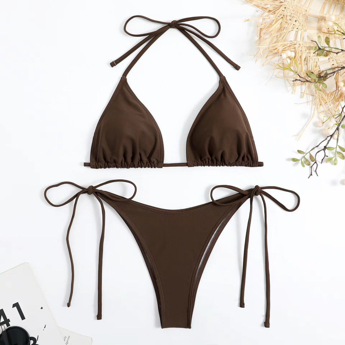 Swimwear Women Bandage Women Triangle Bathing Suits 2 Pieces Bikini Bowknot Swimsuit Bikini Set Swimwear Bikini Sets Bikinis Bathing Suit Push Up Swimsuit Summer Beachwear