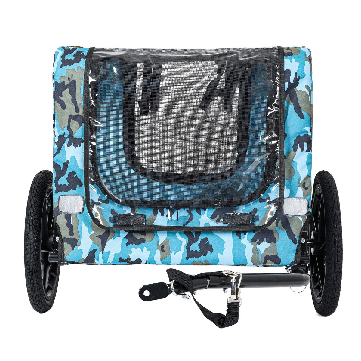 Outdoor Heavy Duty Collapsible Pet Bike Trailer with 16-Inch All-Terrain Wheels & Universal Hitch – Foldable Dog/Cargo Carrier Cart for Bicycles, blue+black