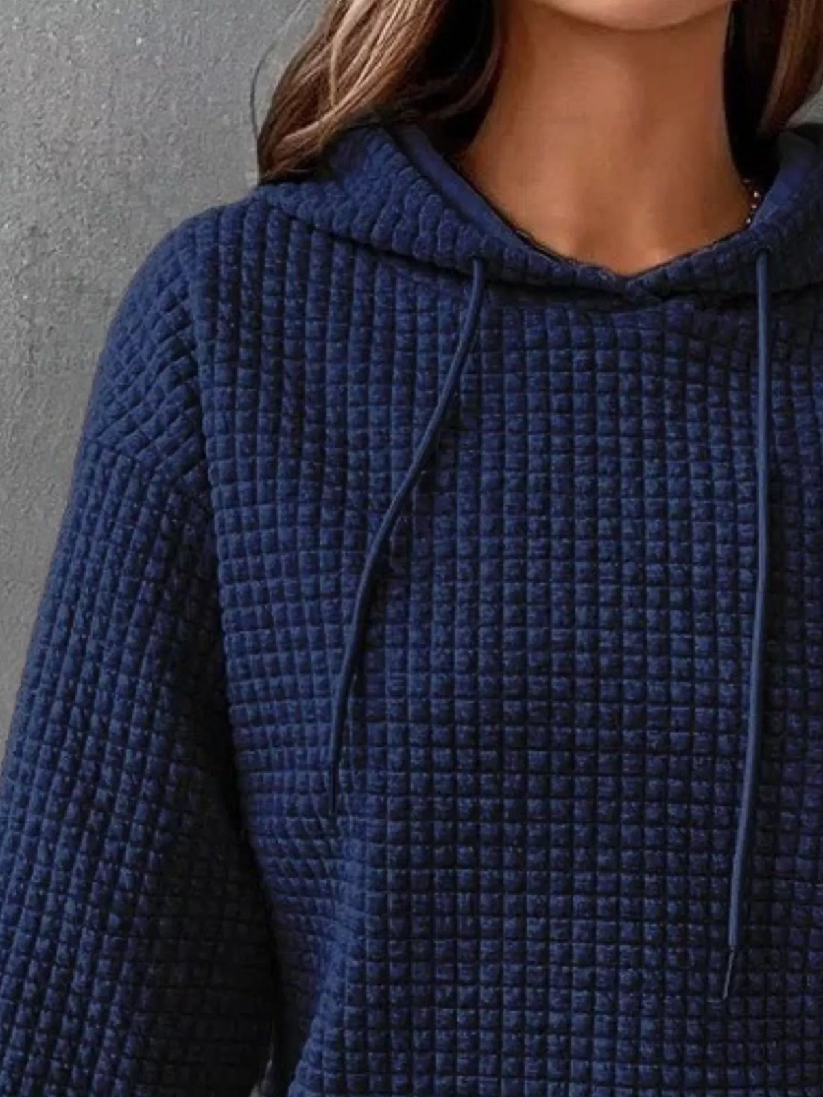 Full Size Textured Kangaroo Pocket Hoodie Plus Size