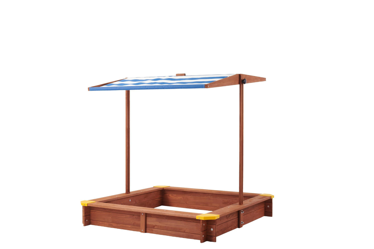 Kids Sandbox with Cover, 46' Wooden Sand Box w/Adjustable Canopy, Large Outdoor Cedar Sandpit for Backyard Play