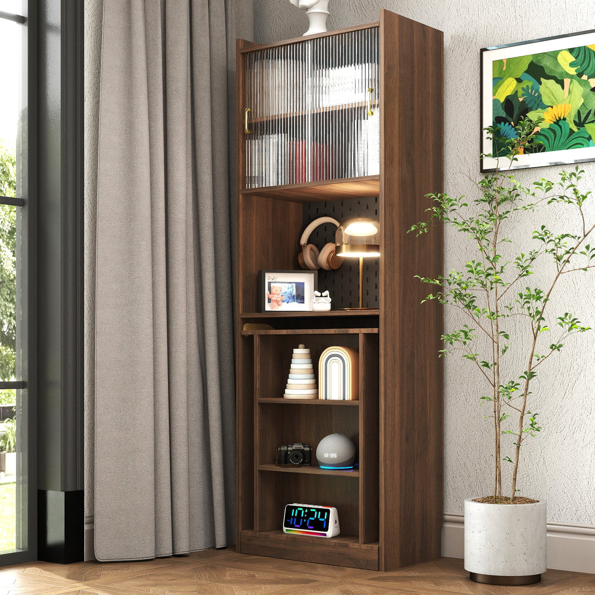 Folding Desk with Storage, Space-Saving Foldable Computer Desk for Small Spaces, Writing Study Table for Home Office, Bedroom, Dorm, Apartment