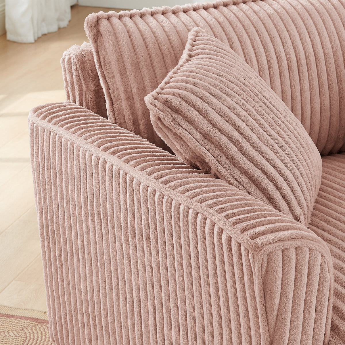Lazy sofa chair, comfortable single-person sofa chair, with a backrest and soft seat cushion, having armrests on both sides, suitable for living room and bedroom - Pink