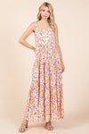 New Summer Flower Print Tiered Sleeveless Empire Maxi Dress – Elegant and Flattering Floral Dress with Empire Waist
