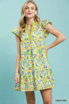Umgee Floral Flutter Sleeve Tiered Mini Dress