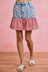 SO ME Stars And Stripes Fit And Flare Denim Mini Skirt