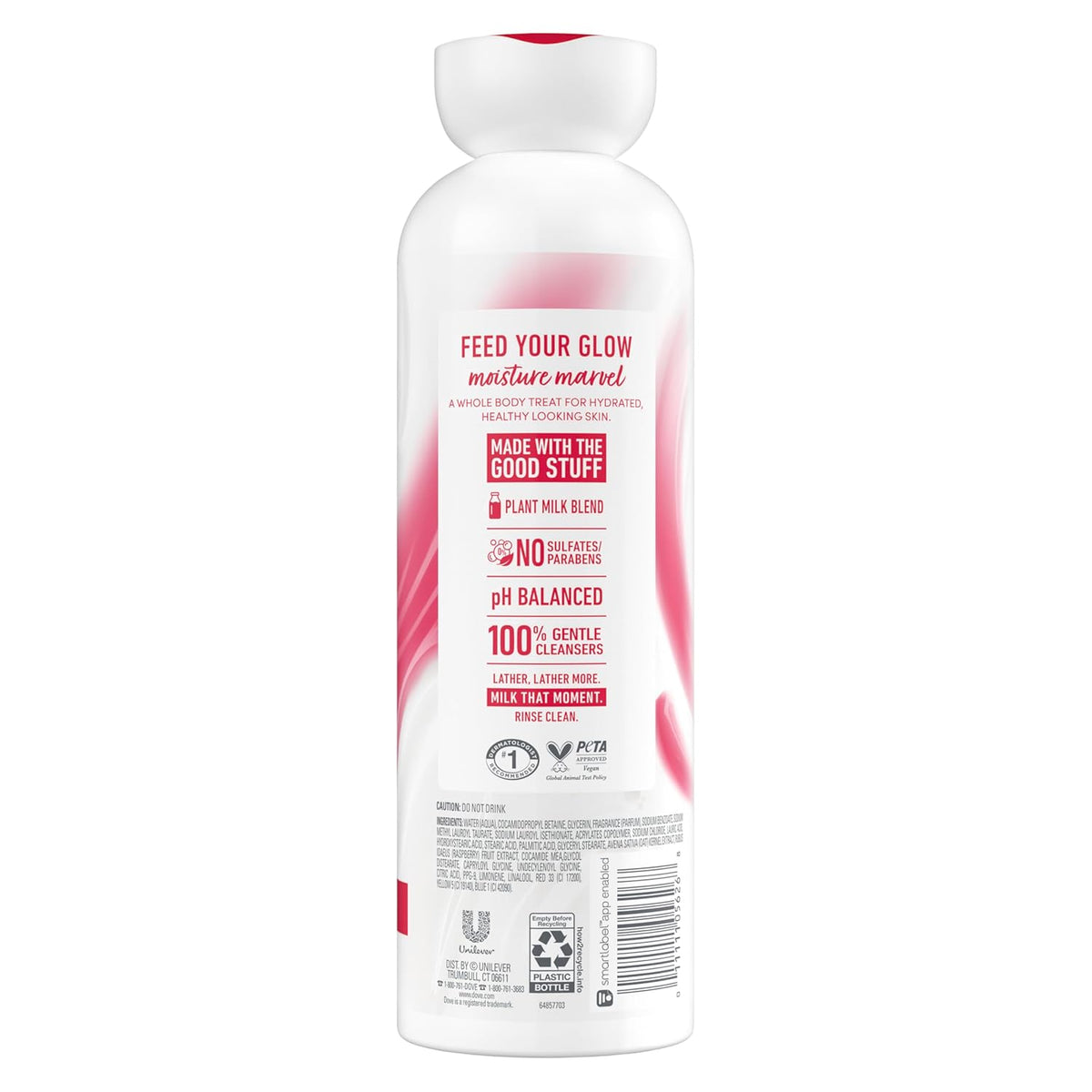 Dove Plant Milk Cleansing Body Wash Oat Milk & Berry Brulee for Moisturized Skin Gentle Cleanser, No Sulfate or Parabens, pH balanced 17.5 fl oz