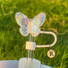 2Pcs Cute Laser Stanley Straw Covers Butterfly Straw Cover Cap for Stanley 30&40 Oz Tumbler with Handle 10mm Straw Topper for Stanley Cup Reusable Drinking Straw Caps Stanley Cup Accessories（R）