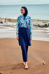 Woven Navy Burkini Modest Swimwear M2498