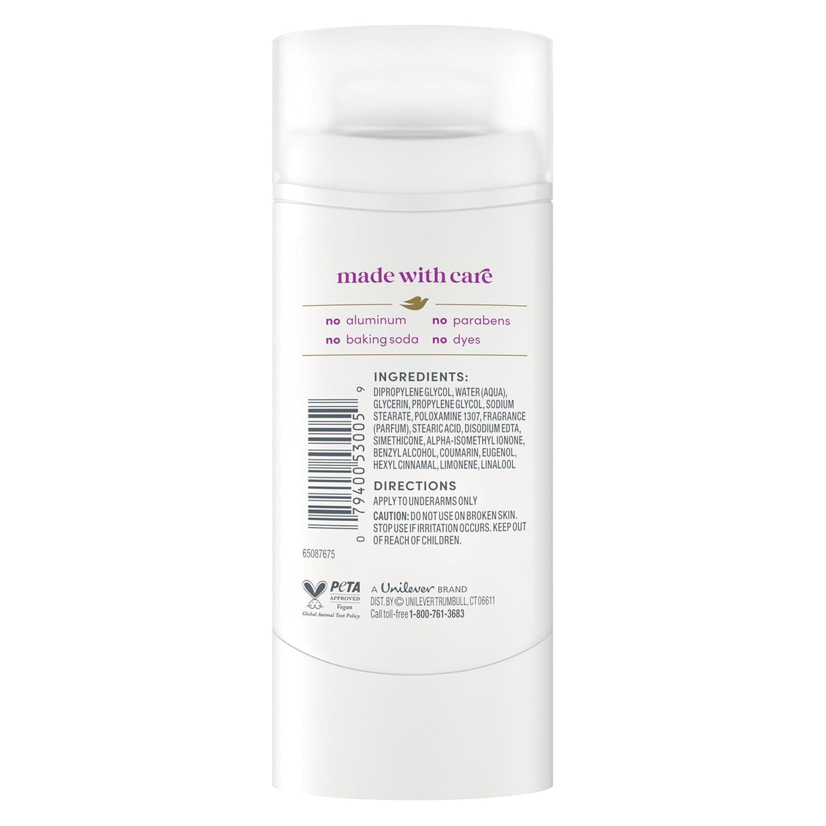 Dove Deodorant Stick for 72 Hour Odor Protection Coconut & Pink Jasmine Aluminum Free 2.4 oz