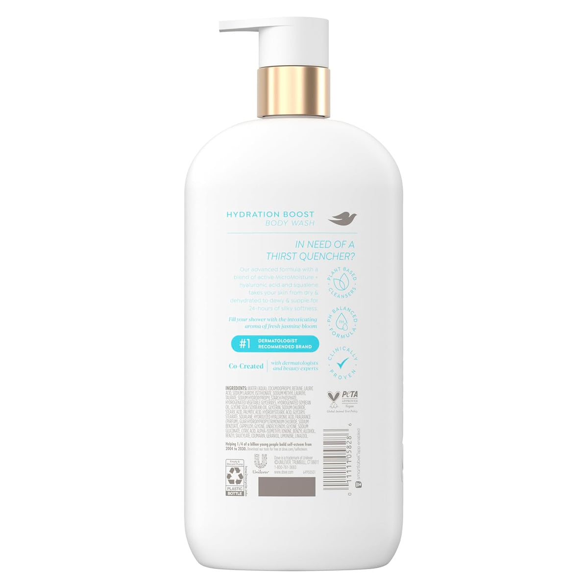 Dove Body Wash Hydration Boost Actively drenches dry skin 6% hydration serum with hyaluronic 30 Fl Oz