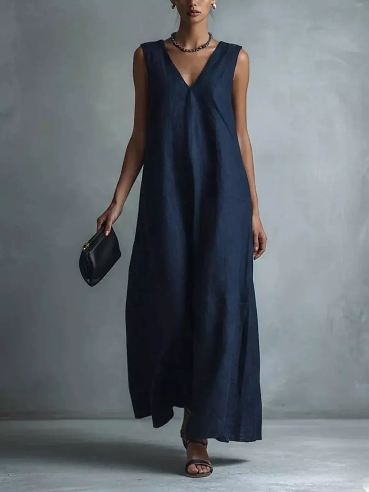 Full Size V-Neck Sleeveless Maxi Dress Plus Size