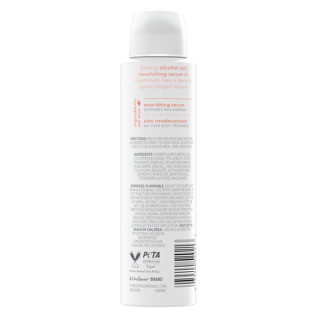 Dove Whole Body Deo Alcohol Free Deodorant Spray for Women 72-hour odor control Peach Glow 4 oz