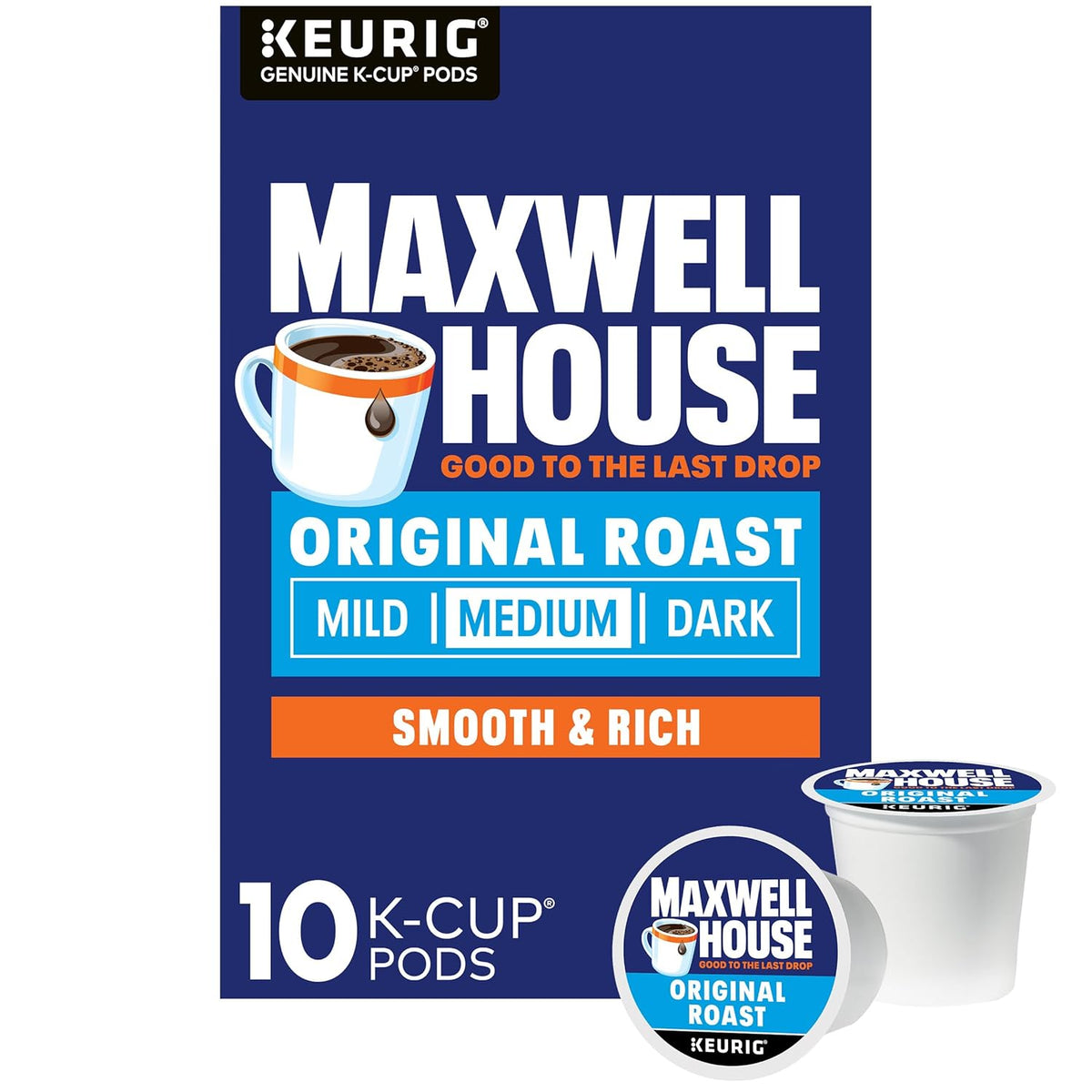 Maxwell House Original Roast Medium Roast K-Cup Coffee Pods, 10 ct Box