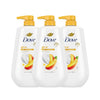 Dove Body Wash with Pump 3 Count Glowing Mango & Almond Butter for Renewed, Healthy-Looking Skin Gentle Skin Cleanser with 24hr Renewing MicroMoisture 30.6 oz