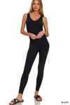 Zenana Ribbed Bra Padded Sports Seamless Bodysuit