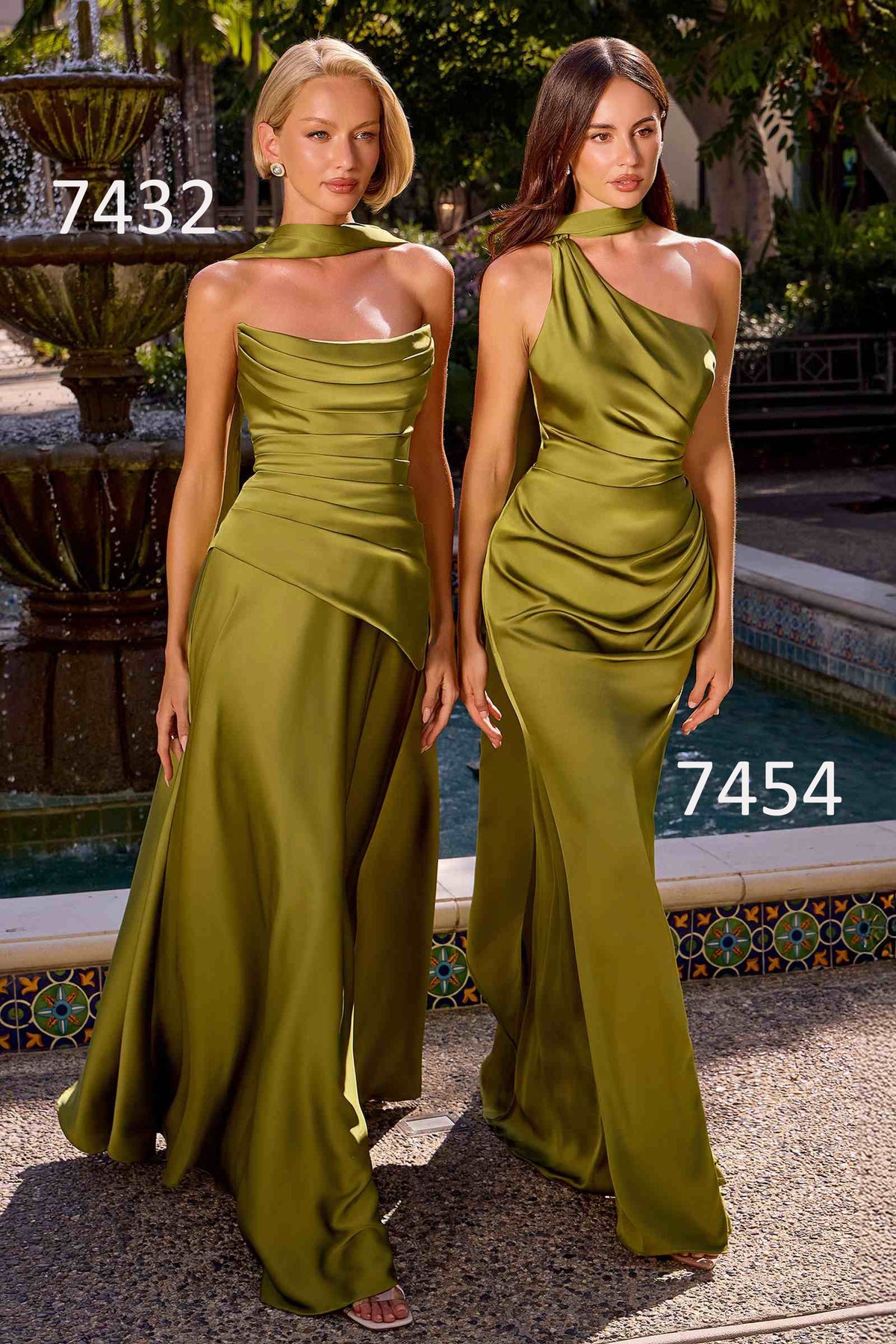 Ladivine 7454 Dress One Shoulder Luxe Satin Fitted Gown