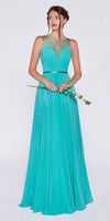 Cinderella Divine 7458 Illusion Sweetheart Long Chiffon Dress