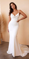 Cinderella Divine 7487W Fitted Satin Dress Cowl Neckline Open Tie Back