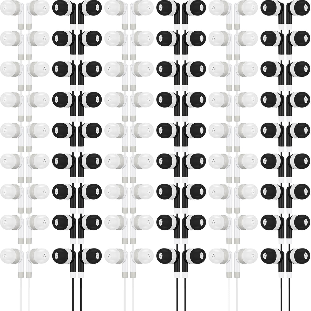 Kigeli 100 Pcs Kids Bulk Earbud Headphones for Classroom Student Wired Headphones in-Ear Earbud 3.5 mm Disposable Earphones Set for Kids Adult Class School Library Laptop (Grey Black)