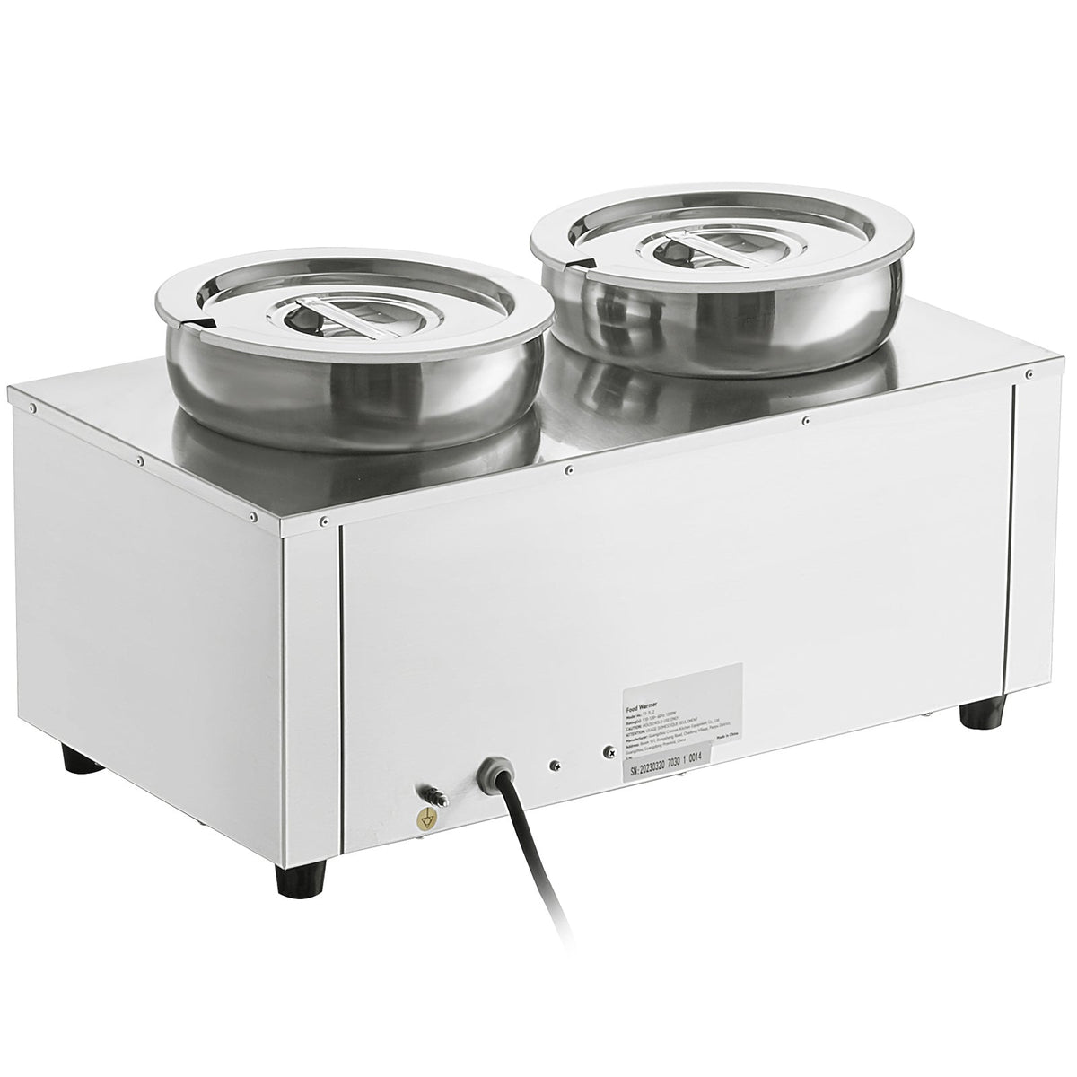 Electric Soup Warmer, Dual 7.4QT Stainless Steel Round Pot 86~185°F Adjustable Temp, 1200W Commercial Bain Marie with Anti-dry Burn and Reset Button, Soup Station for Restaurant, Buffet, Silver