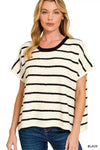 Zenana Striped Oversize Sweater Top