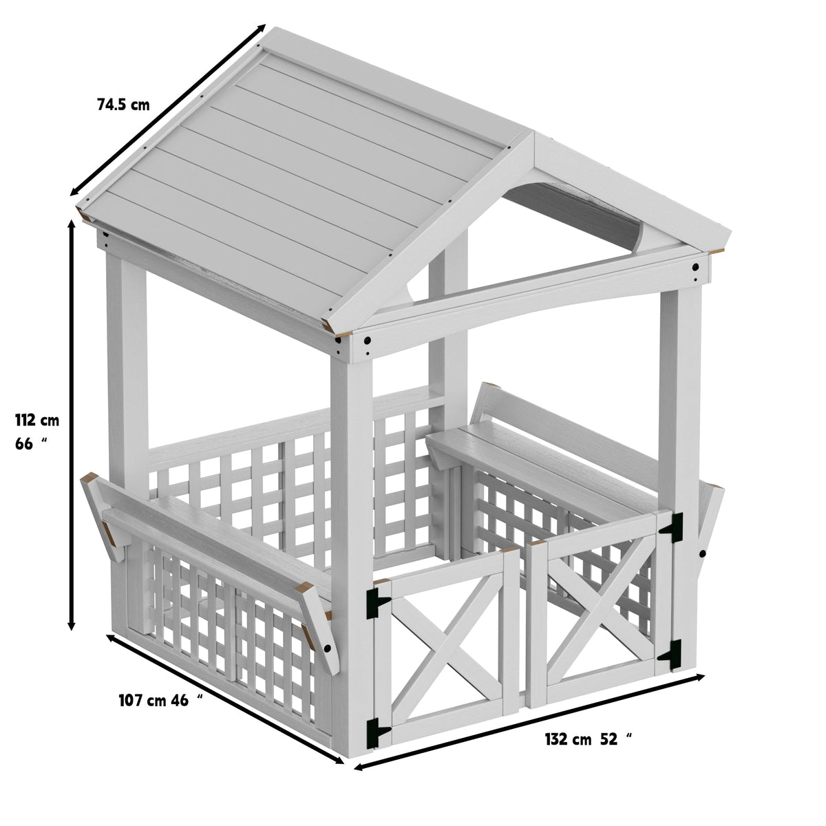 Outdoor Wooden Playhouse with bench and door