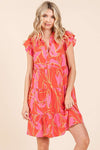 Leaf Print Ruffle Sleeve Tiered Mini Dress For Summer – Fluttering, Playful and Feminine Dress with Layered Details
