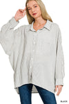 Zenana Woven Stripe Button Down Shirt