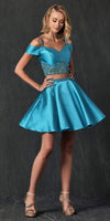 Juliet 790 Cold Shoulder Two-Piece Embellished Short Dress