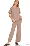 Zenana Viscose Round Neck Top & Pants Set