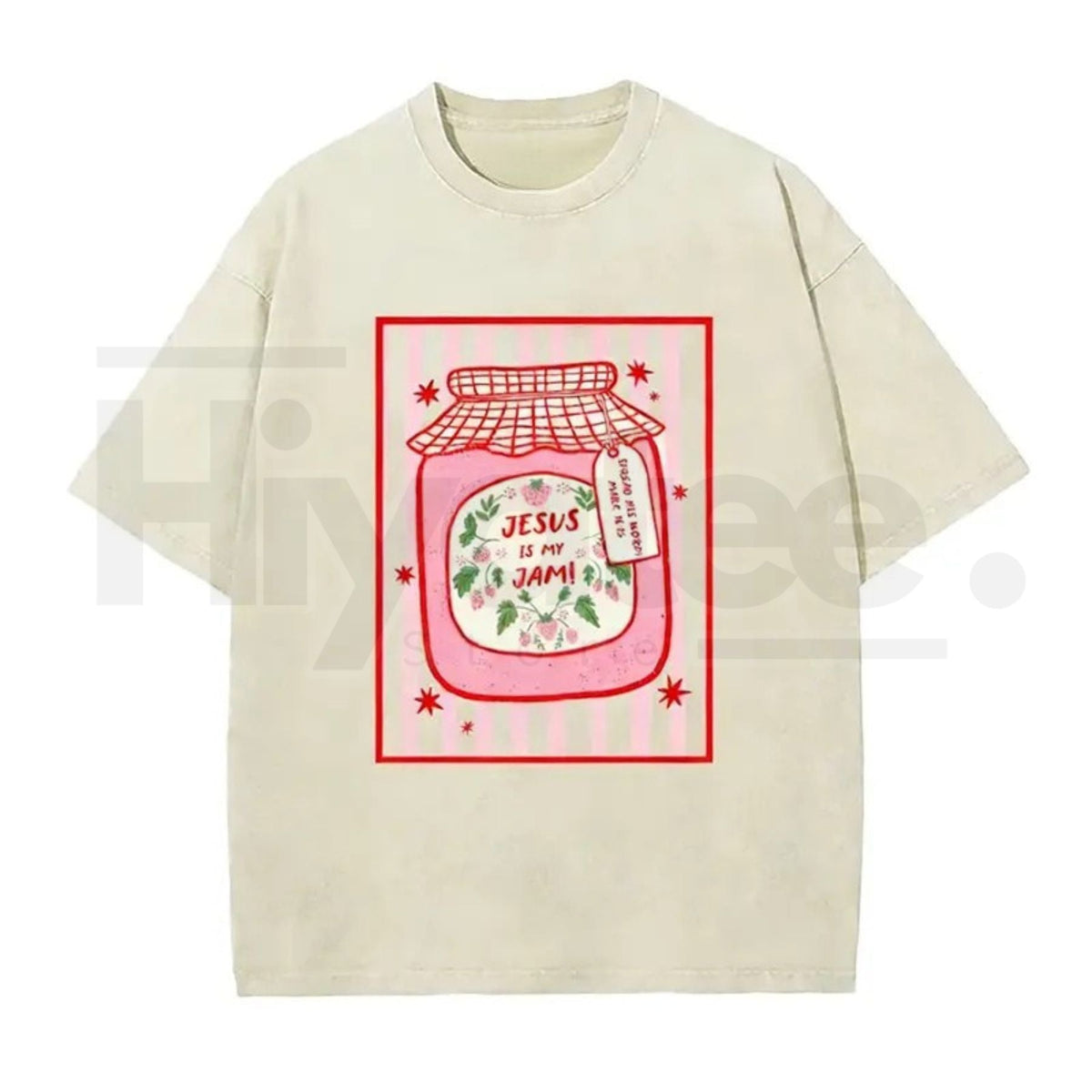 Jesus Is My Jam Vintage Washed T-Shirt – Christian Strawberry Graphic Cotton Tee