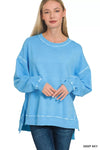 Zenana Full Size French Terry Pigment Dye & Enzyme Washing Pullover Plus Size