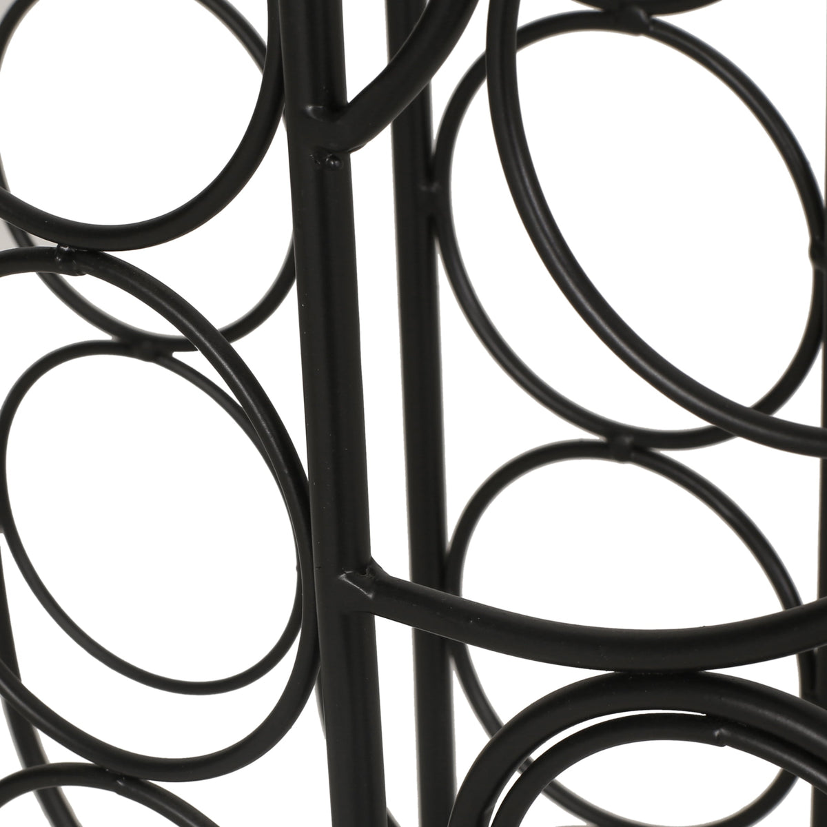 Modern Industrial Tabletop Wine Rack with Cactus Design in Black Metal for 13 Bottles