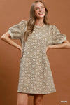 Umgee Floral Textured Puff Sleeve Mini Dress