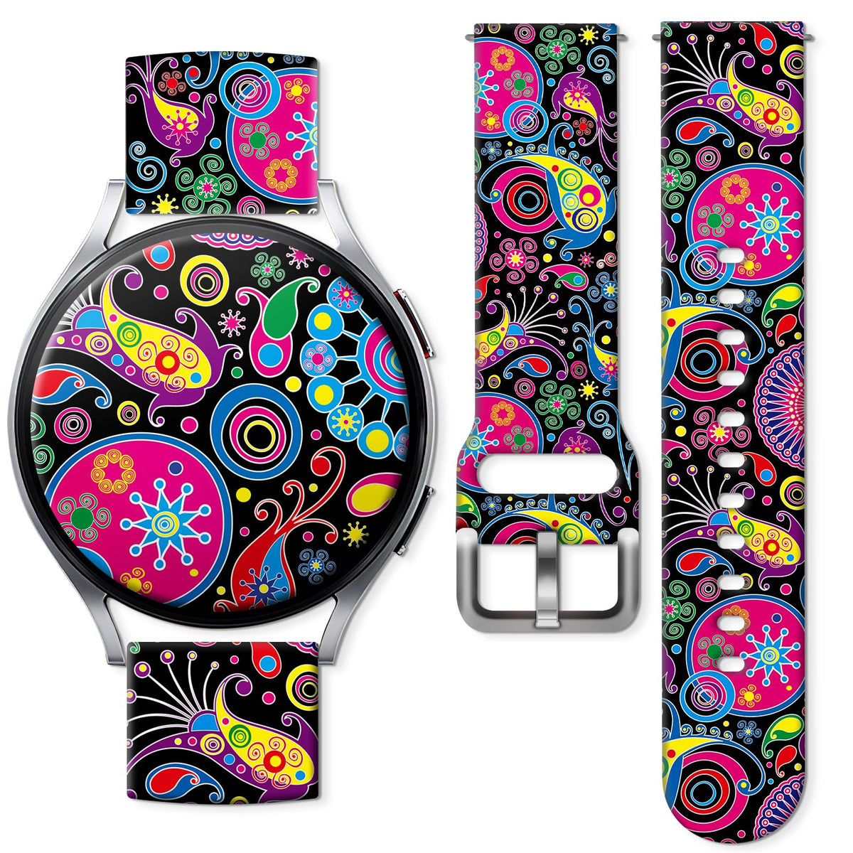 Sport Bands Compatible for Galaxy Watch 6 Band/Galaxy Watch 5/Galaxy Watch 4 Band Galaxy Watch 5 Pro/Galaxy Watch 3/Active 2 Watch 20mm Soft Silicone Sports Strap Women Men(Cute Boho Flower)