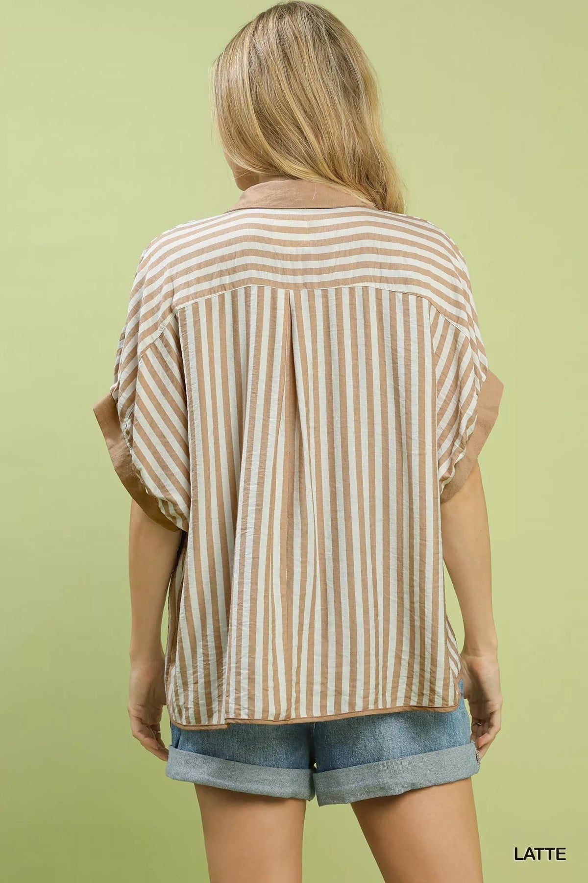 Umgee Stripe Collared Oversized Top