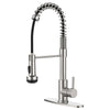 Kitchen Faucet with Pull Down Sprayer and 4 Spraying Modes Single Handle Commercial Spring Kitchen Sink Faucet Brushed Nickel 1 or 3 Hole