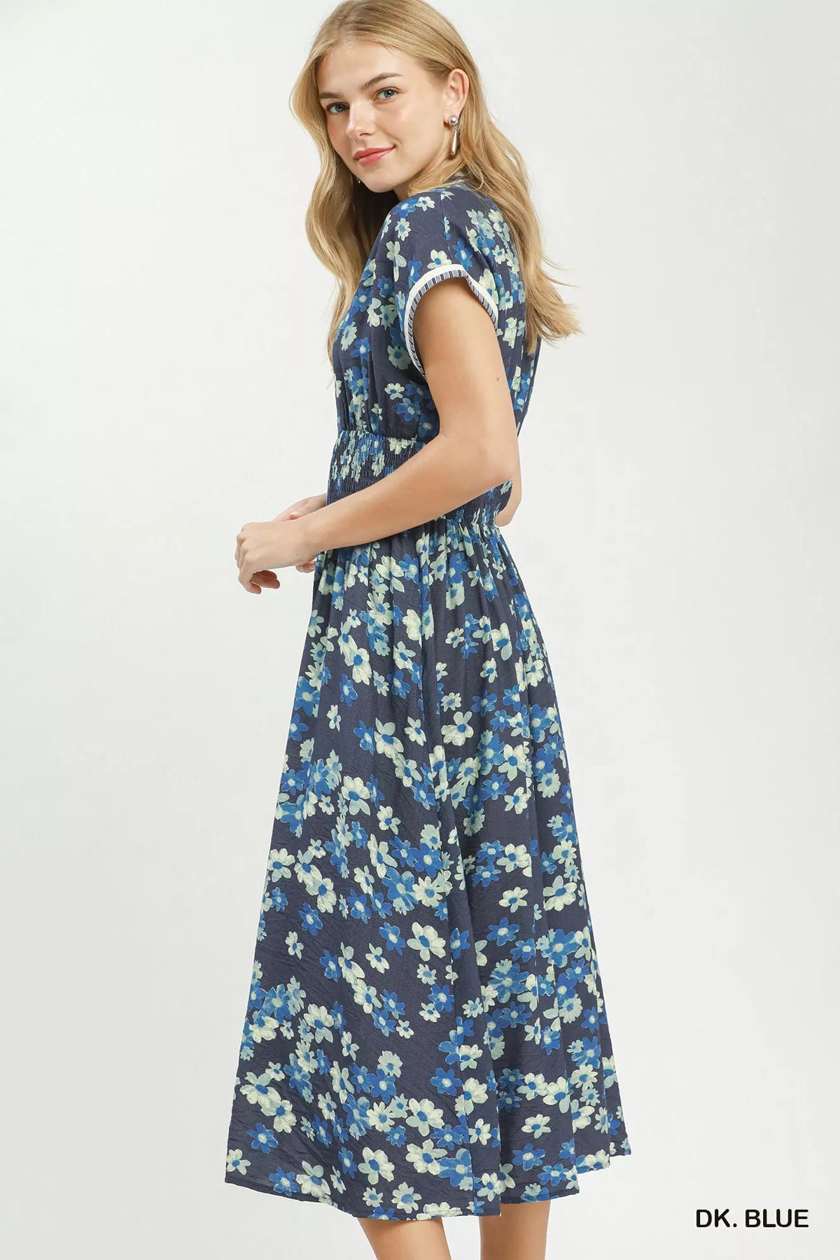Umgee Ruffle Sleeve Henley Shift Dress