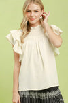 Umgee Smocked Ruffle Sleeve Textured Top