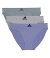 adidas Womens Seamless Bikini Underwear 3-pack Silver Violet/Heather Grey/Silver Green Large