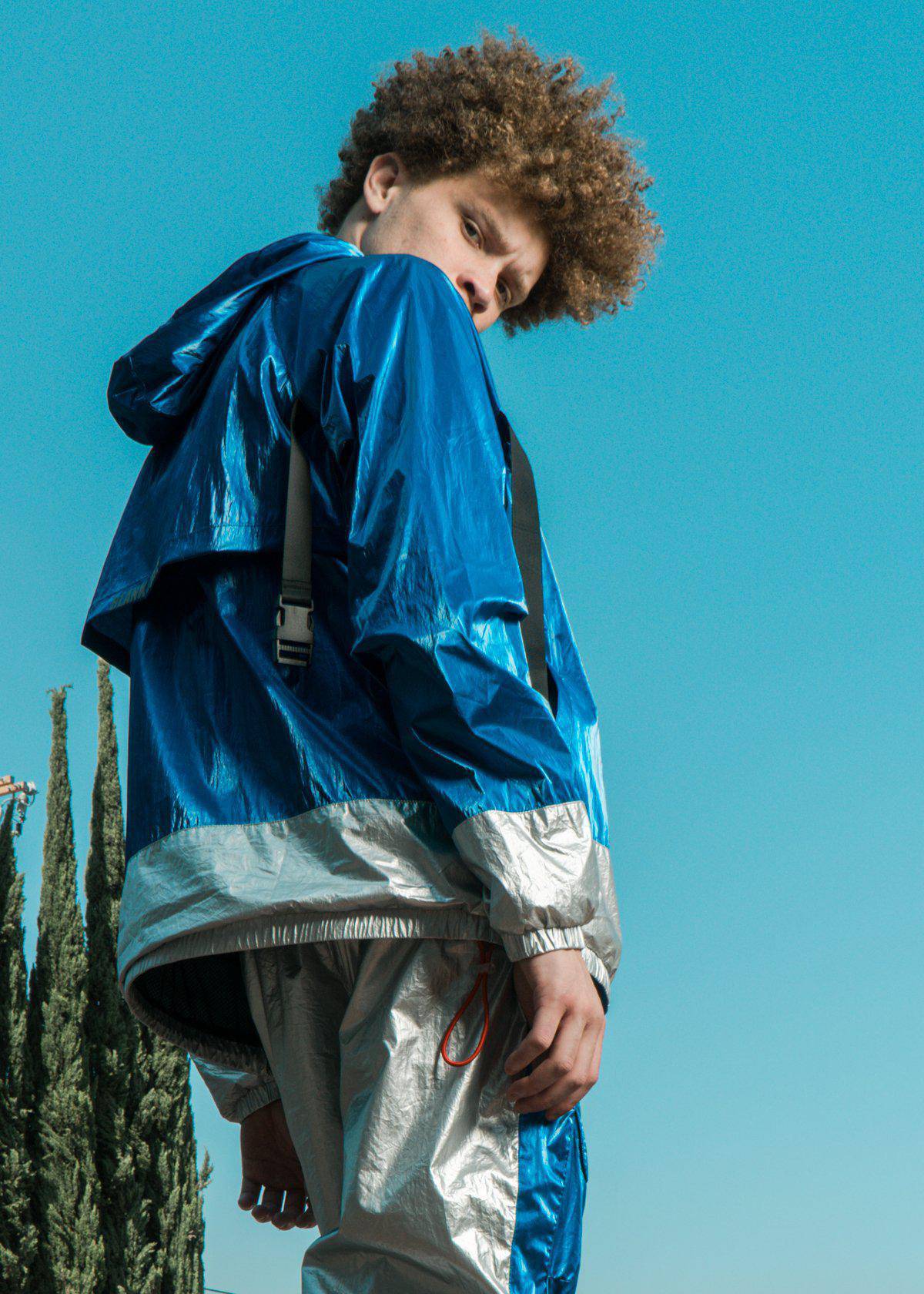 Blank State Men's Anorak in Metallic Blue